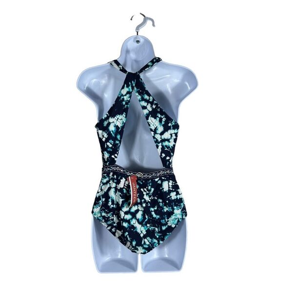 Jantzen Bleach Tie Dye Print Racerback Bathing Suit with Liw Back - Picture 7 of 11